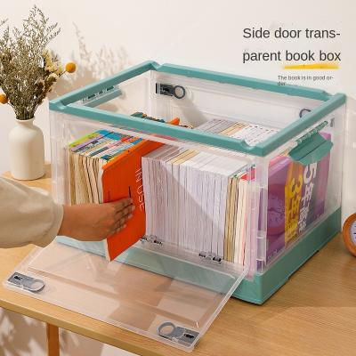 China Wholesale Folding Book Storage Box Plastic Transparent Student Bookcase Folding Packing Storage for sale