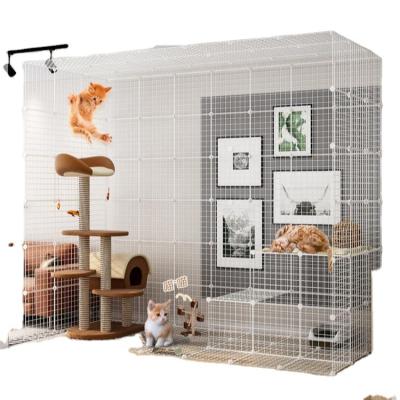 China Multi Layer Wire Cage Smart-Furn Cat House Villa Modual Stocked Net Mesh DIY Assemble Furniture For Home Yard Fence Park Security Home for sale