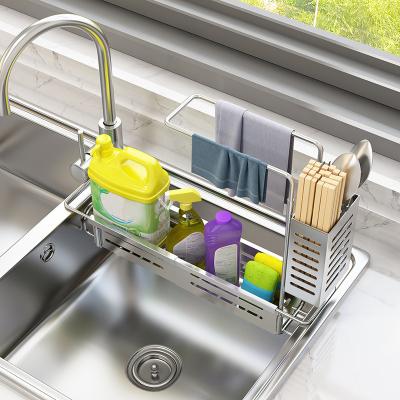 China Multifunctional Stainless Steel Dishwasher Soap Dishwasher Organizer Smart-Furn Storage Drainer Storage Dish Rack Brush Basket in Kitchen with Wand Cage for sale