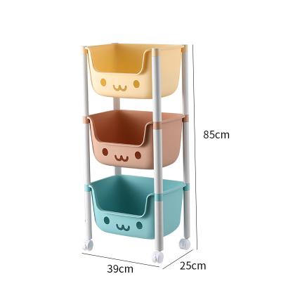 China Baby Grade PP Material Smart-Furn Toy Storage Cabinet Rack for Kid Boy Teddler Bedroom Home Cart Shelf Bedside Snack Plastic Organizer Multi-Layer for sale