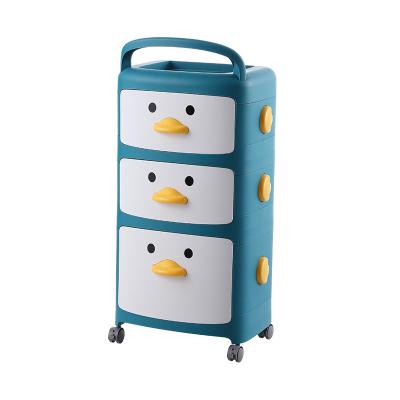 China Modern Smart-Furn Lucky Duck Toy Storage Cabinet Kid Baby Kid Clothes Organizer with Drawer Shelf Wardrobe Box Holder Basket Bin for Shelving for sale