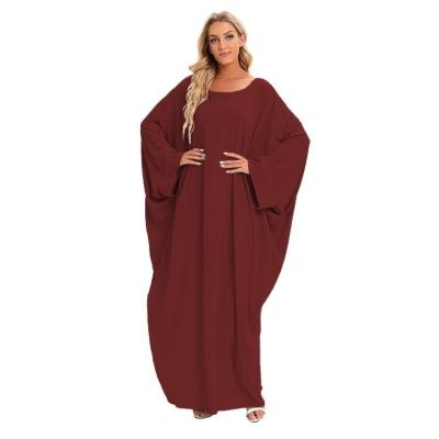 China Polyester 2022 Style Casual Maxi Baju Kurung Trendy Halsduk Cashmere Plain Muslim Long Sleeve Dress Women Islamic Clothing for sale