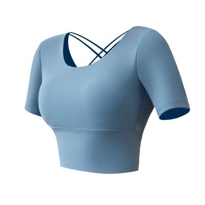 China QUICK DRY Fitness Sport With Removable Pads Breathable T-Shirt Plus Size Women for sale