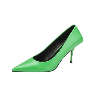 China Pretty Elegant Women's Pumps Shoes Women's High Heel Shoes 8cm Fashion Thin High Heel Stiletto Green Solid Light Soft Toe for sale