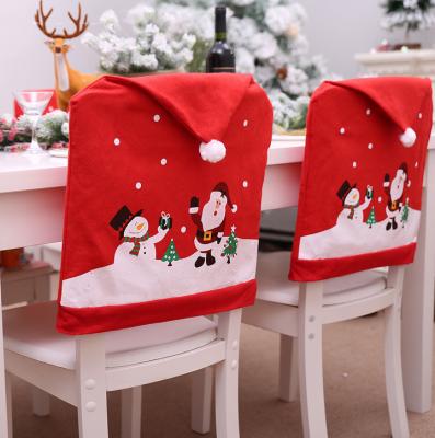 China Cheap Christamas Home Decor Christmas Theme Chair Cover Holiday Covers Nonwoven Printed Chair Back Dining Decoration for sale