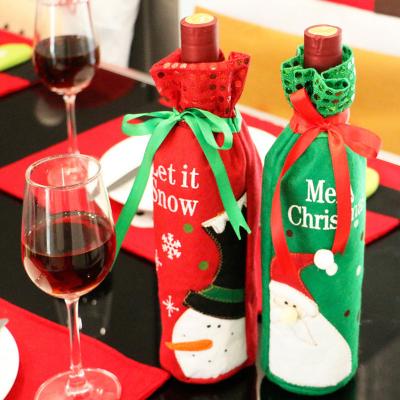 China Cheap Cover Santa Claus Xmas Wine Bottle Cover Festival Home Decoration Christmas Party Supplies Decorations Wine Bottle Cover for sale