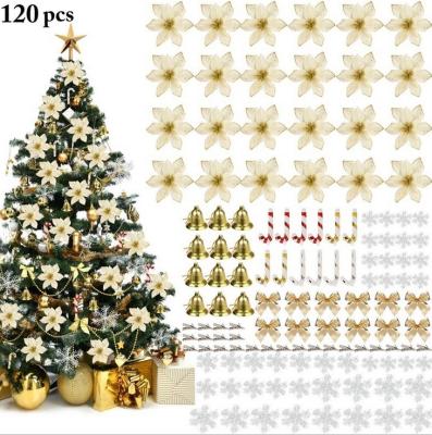 China Cheap Christamas Home Decoration 120pcs Christmas Flower Arch Set With Bell For Christmas Tree Decoration Christmas Tree Pendant for sale