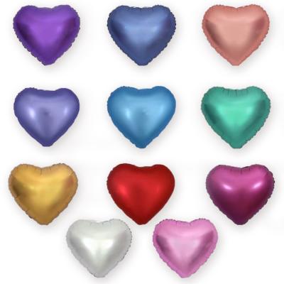 China Custom Toy Cheap 18inch Solid Color Heart Foil Balloons Promotional Metallic Shape Balloons Heart Foil Balloons for sale