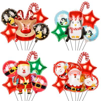 China Cheap Christmas Party Decoration Foil Balloons Set Elk Santa Claus Snowman Penguin Foil Balloon Set Christmas Decoration Supplies for sale