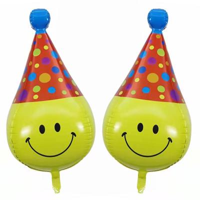 China Foil Happy 4D Clown Smiley Face Hat Smiley Balloons Clown Smiley Hat Shape Foil Balloons Birthday Party Decoration Balloon for sale