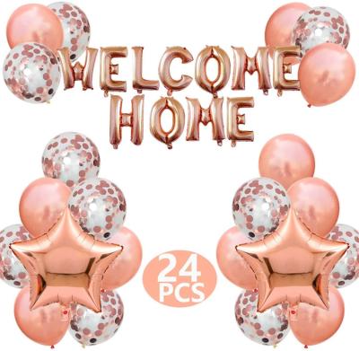 China Advertising Toy Cheap 24 Pack Welcome Letter Home Balloons Set Star Foil Balloons Family Party Decorations Home Balloons for sale