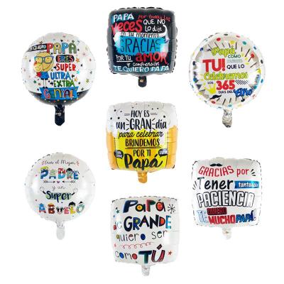 China Other 18Inch Spanish Round Foil Balloons Gracias Papa Dad Happy Fathers Day Diameter Del Padre Globos de Feliz Square Party Decoration for sale