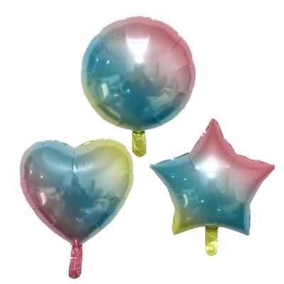 China Other Hot Selling High Quality 18 Inch Gradient Star Heart Round Shape Helium Foil Balloons Foil Globos For Party Decoration for sale