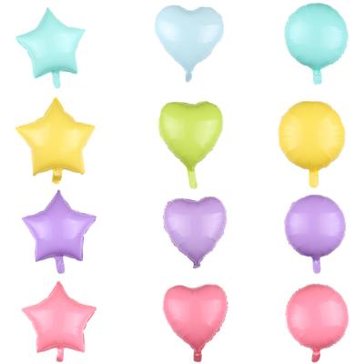 China Gift Toy New Candy Macarons Valentine's Day Wedding Birthday Foil Decoration 18 Inch Heart Shaped Five-pointed Star Balloons for sale