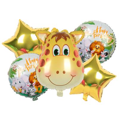 China Advertising Toy Cute Animal Head Balloon Sets Happy Giraffe Lion Tiger Monkey Cartoon Children Birthday Party Stage Decoration Balloons Supplies for sale