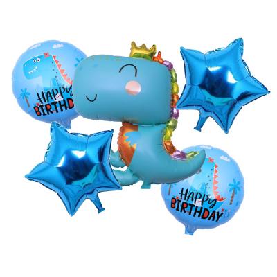 China Gift Toy New Green Cartoon Dinosaur Kid's Aluminum Foil Balloon Birthday Party Children's Day Zoo Theme Decoration for sale