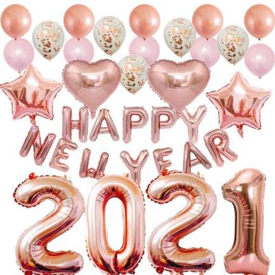 China Toy Wholesale Rose Gold Happy New Years Letter Balloon Banner 40 Inch Mylar Number Advertising Foil Balloons Christmas Star Heart Balloon Set for sale