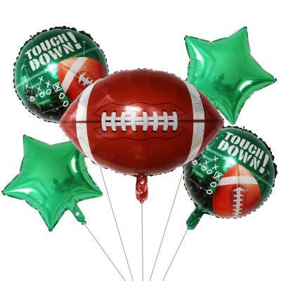 China 5pcs Rugby American Football Mylar Self Seal Balloons Set Birthday Foil Balloon Decoration Birthday Party for sale