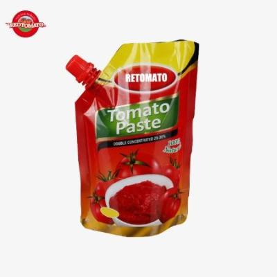 China 50g-500g Tomato Paste Double Concentrated Stand Up Sachet With Spouts for sale