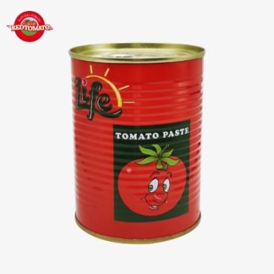 China Paste de tomate em lata, com tampa aberta e dura 140 g por lata, duplo concentrado à venda