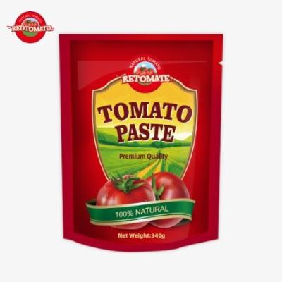 China 340 gramos de pasta de tomate rojo en bolsita de pie conveniente y delicioso en venta