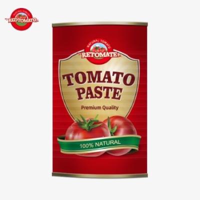 China Deliciosa pasta de tomate enlatada de 400g com tampa aberta e certificado ISO. à venda