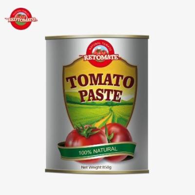 China 850 g de pasta de tomate concentrado enlatado de alta calidad fresco de estaño de tomate fábrica de pasta de tomate enlatado en venta