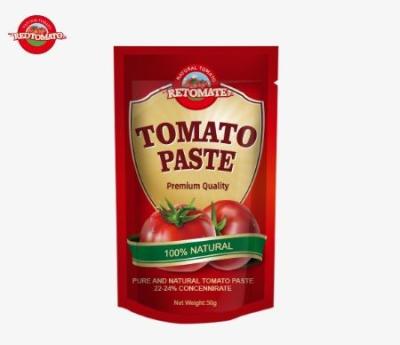 China 50g In Stand Up Sachet Tomato Paste Meets ISO HACCP And BRC Standards As Well As Adhering To FDA Production Regulations for sale