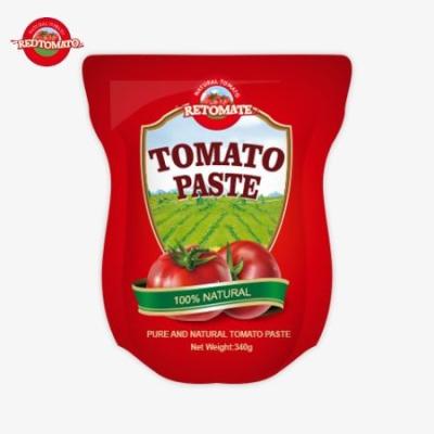 China La bolsa de pie contiene 340g de pasta de tomate dulce y picante con un rango de pureza que va del 30% al 100% en venta