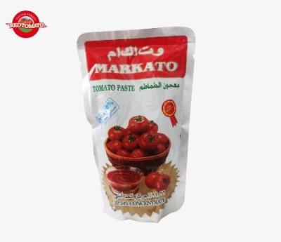 China Bolsas de pasta de tomate de alta qualidade disponíveis em forma de pé, duplamente concentradas e com peso de 70 g à venda