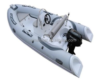 China Fiberglass 14.1 Feet RIB430 Fiberglass Speed ​​Boat Hypalon Rigid Inflatable Boat for sale