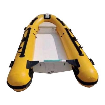 China Fiberglass 12.8 Feet RIB390B Fiberglass Rigid Inflatable Boat Rigid Boat Hypalon for sale