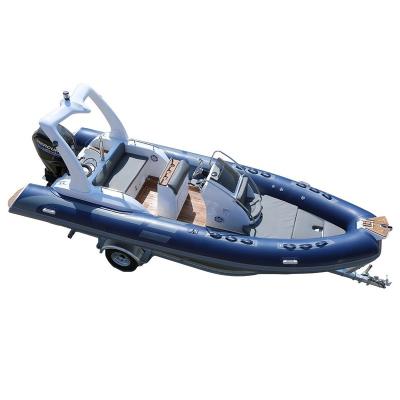 China Fiberglass 19 Feet RIB580 Rubber Fiberglass Boat Dinghy Rigid Inflatable Speed ​​Boat for sale