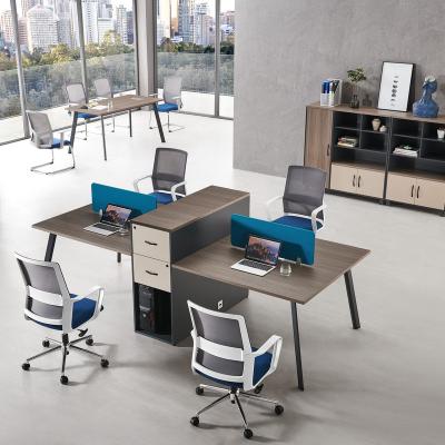 China Competitive Office Desk Table Melamine 4 Person Office Workstation Linear Office Furniture Desk for sale