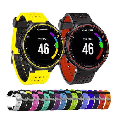 China 16mm Men's Dual Color Smart Wrist Strap Accessory For Garmin Forerunner 235/220/230/620/630/735XT Silicone Watch Bands for sale