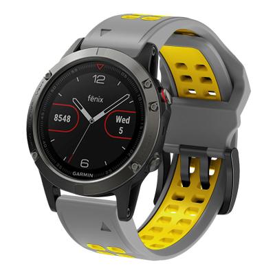 China Luxury For Garmin Fenix ​​Series Dual-Row Hole Two Color Quick Release Strap Silicone Strap 22mm for sale