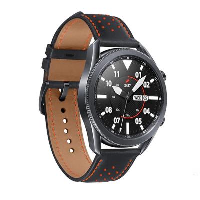 China Free Sample Rubber Wear Comfortable Men's Watch Strap For Samsung Galaxy Watch End 46mm Curved Genuine Leather Watch Bands for sale