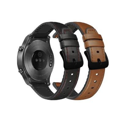 China Luxury Smart Feeling 22mm Italian Leather Watch Strap For Samsung Galaxy watch46mm Huawei watch2 Black Silicone Genuine Leather Band for sale