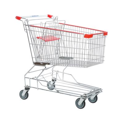 China Unveiling kJ 150L Asian style supermarket metal food shopping trolley high quality trolley without baby seat for sale for sale