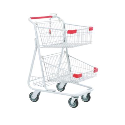 China Powder Double Liner 2021 Good Price Basket Shopping Trolley Cart for sale