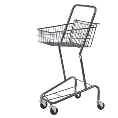 China Powder Liner 2021 KaiJia Double Layers Trolley Hand Cart Fashionable Shopping Trolley With Plastic Basket for sale