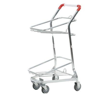 China 2020 Powder Liner 2020 Popular Plastic Double Basket Shopping Trolley With Good Price And High Quality And Shopping Trolley Price for sale