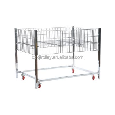 China KAIJIA retail stores customized supermarket display wire locker, metal wire promotion table counter with wheels for sale