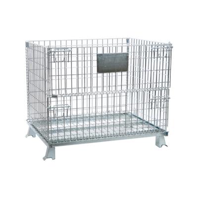 China Heavy Duty Logistics Transport Warehouse High Capacity Warehouse Mesh Box Wire Cage Metal Bin Storage Container Warehouse Storage Steel Cage for sale