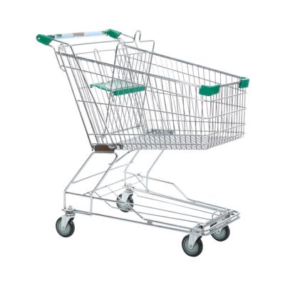 China Unfolding Asian Style 100L Hand Trolley Push Shopping Trolley Trolley For Supermarket for sale