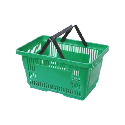 China Supermarket 60L 2 Handles Wire Plastic Food Shopping Basket Grocery Basket for sale