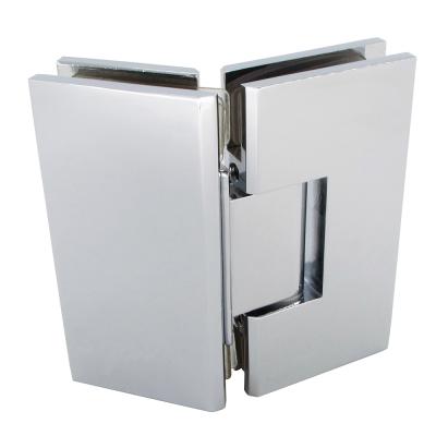 China Easy Installation Shower Cabin 46*90mm Double Sided 135 Degree Spring Hinge Glass To Glass Door Brass Hinge for sale