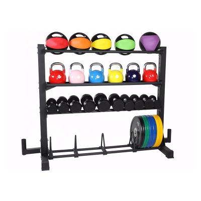 China Indoor Multifunctional Storage Rack Gym Equipment Storage Rack For Wall Ball Kettlebell Dumbbell Bumper Plate for sale