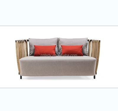 China Contemporary Outdoor Garden Furniture Sofa Set Solid Wood Teak and Aluminum Mixed Sofa for sale