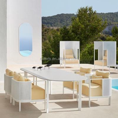 China New Modern Outdoor Furniture Powder-Coated Aluminum Dining Set Dining Table And Chairs for sale